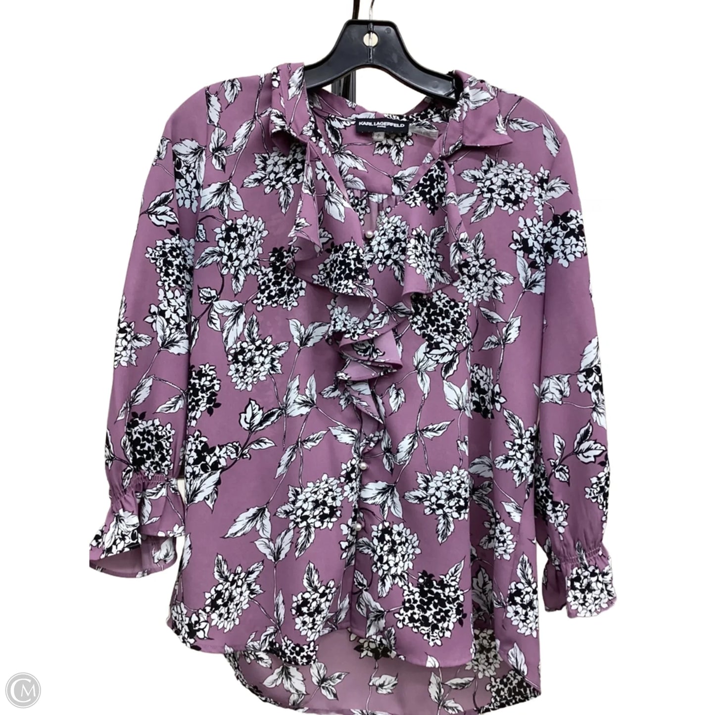 Blouse Designer By Karl Lagerfeld In Purple, Size: S