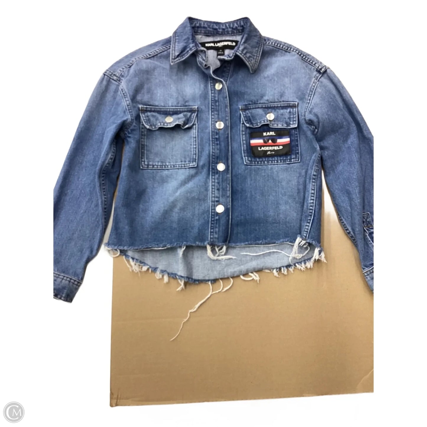 Jacket Designer By Karl Lagerfeld In Blue Denim, Size: Xs