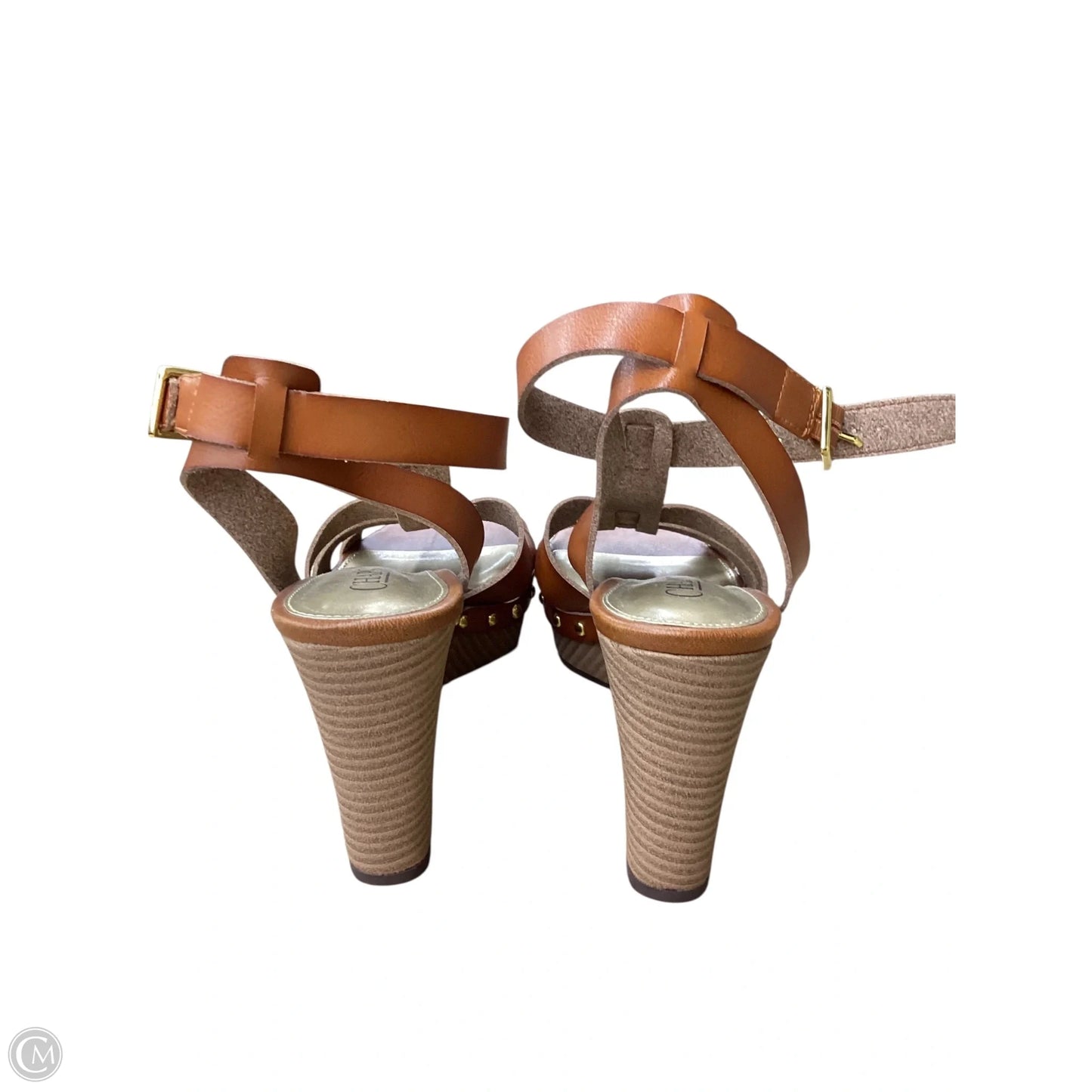 Sandals Heels Wedge By Chaps In Brown, Size: 8