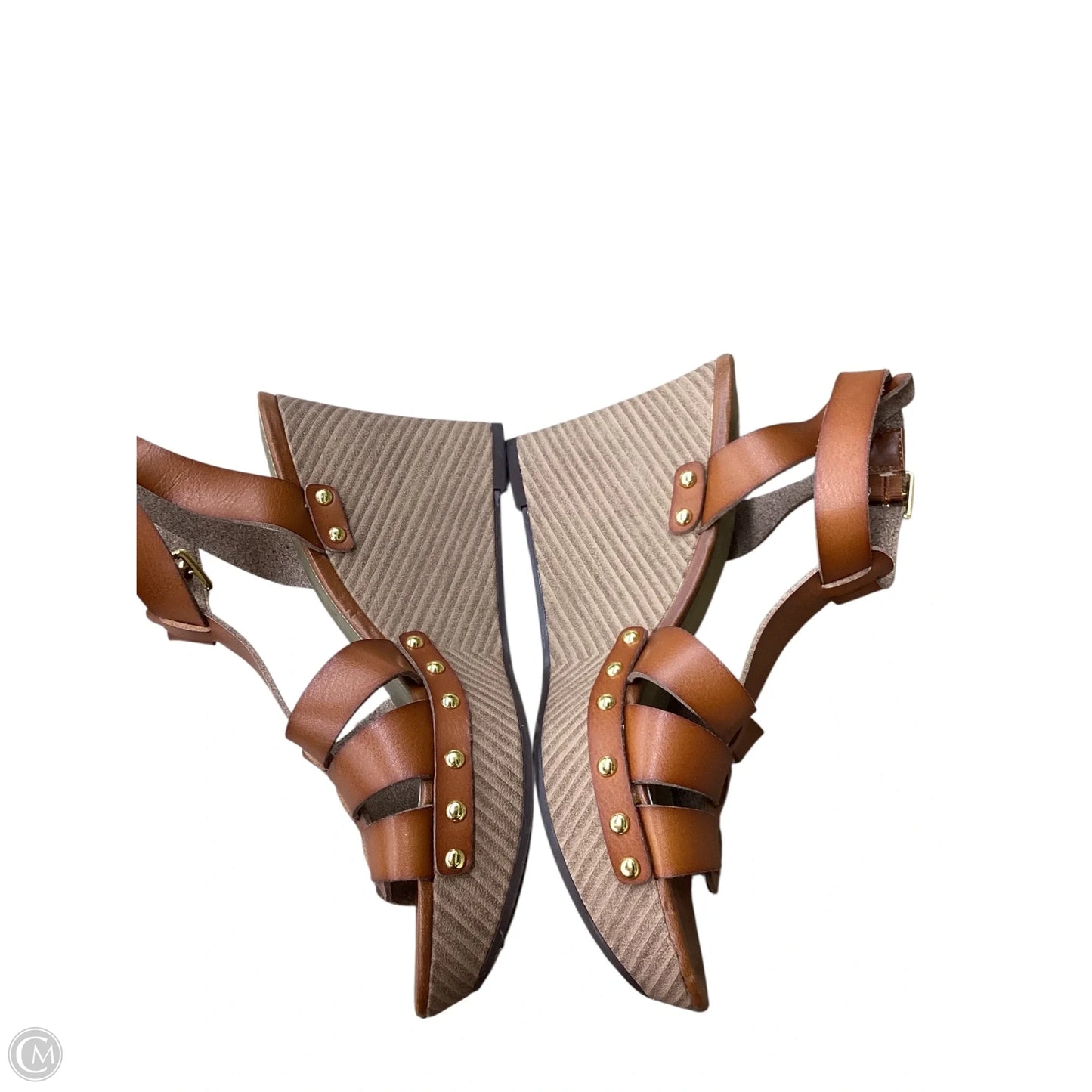 Sandals Heels Wedge By Chaps In Brown, Size: 8