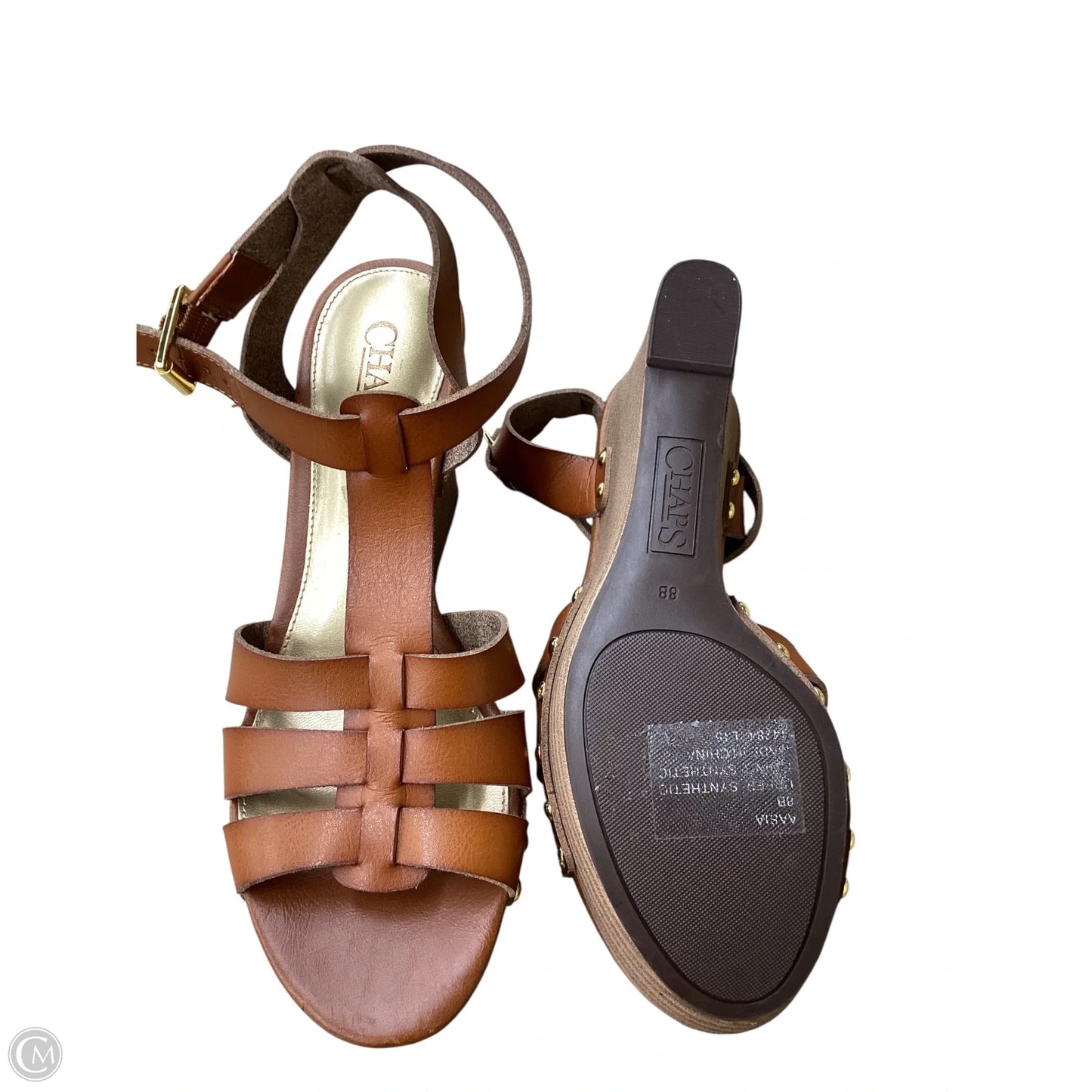 Sandals Heels Wedge By Chaps In Brown, Size: 8