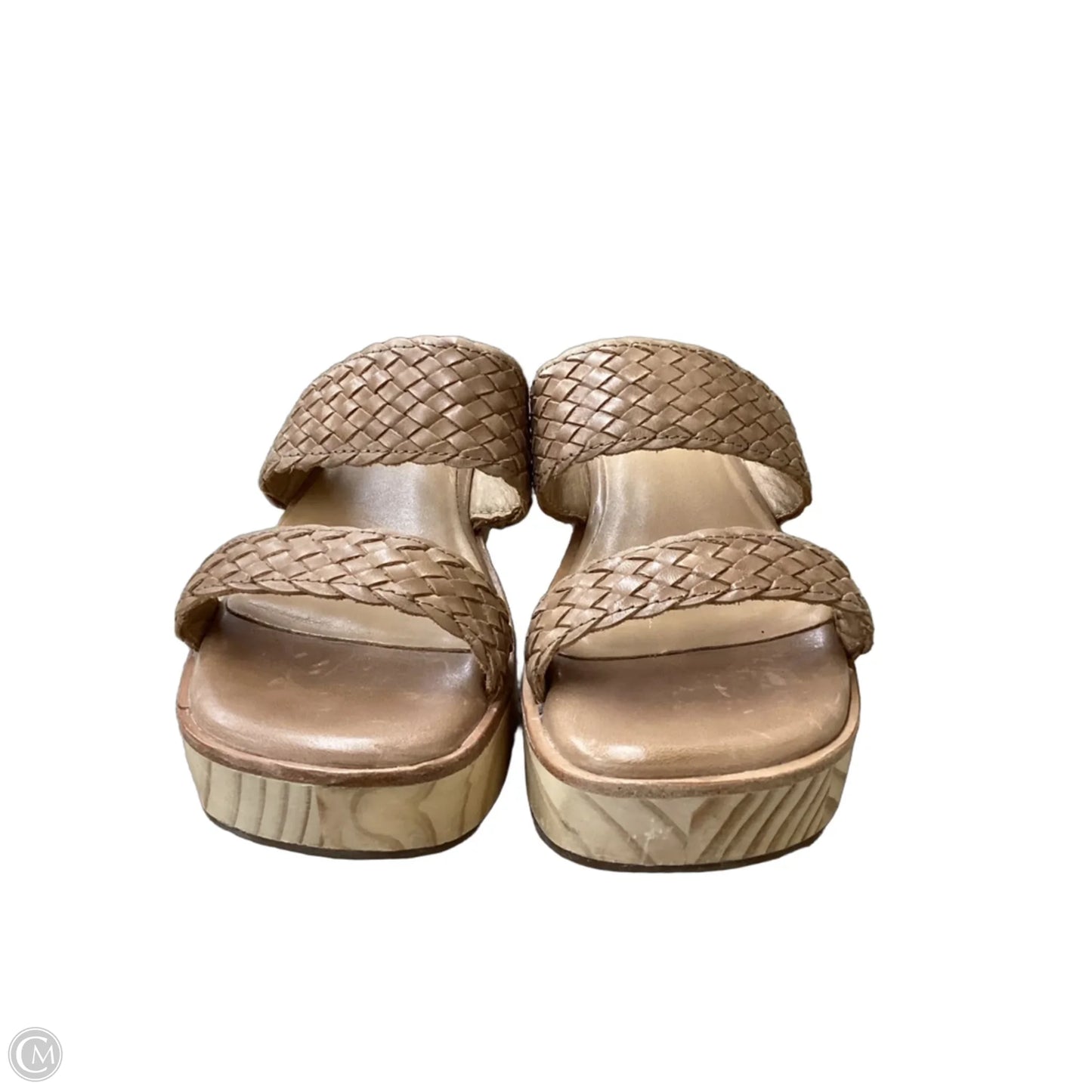 Sandals Heels Platform By Clothes Mentor In Tan, Size: 6.5