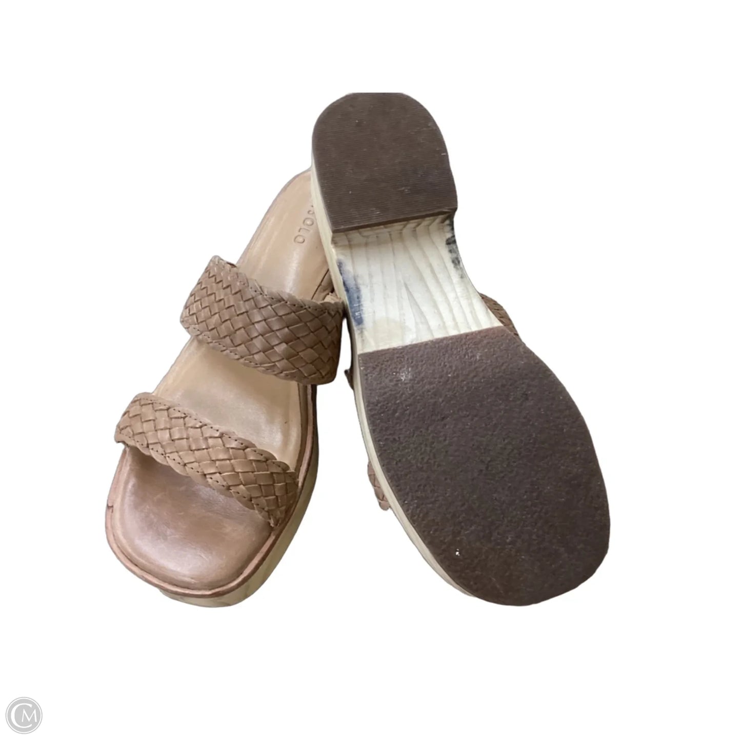 Sandals Heels Platform By Clothes Mentor In Tan, Size: 6.5