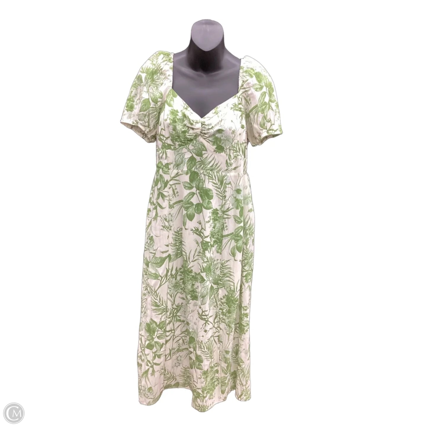 Dress Casual Maxi By Clothes Mentor In Green & White, Size: L