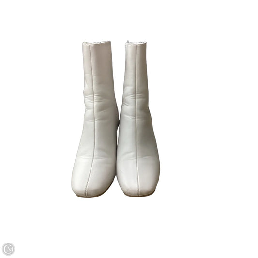 Boots Mid-calf Heels By Clothes Mentor In White, Size: 7.5