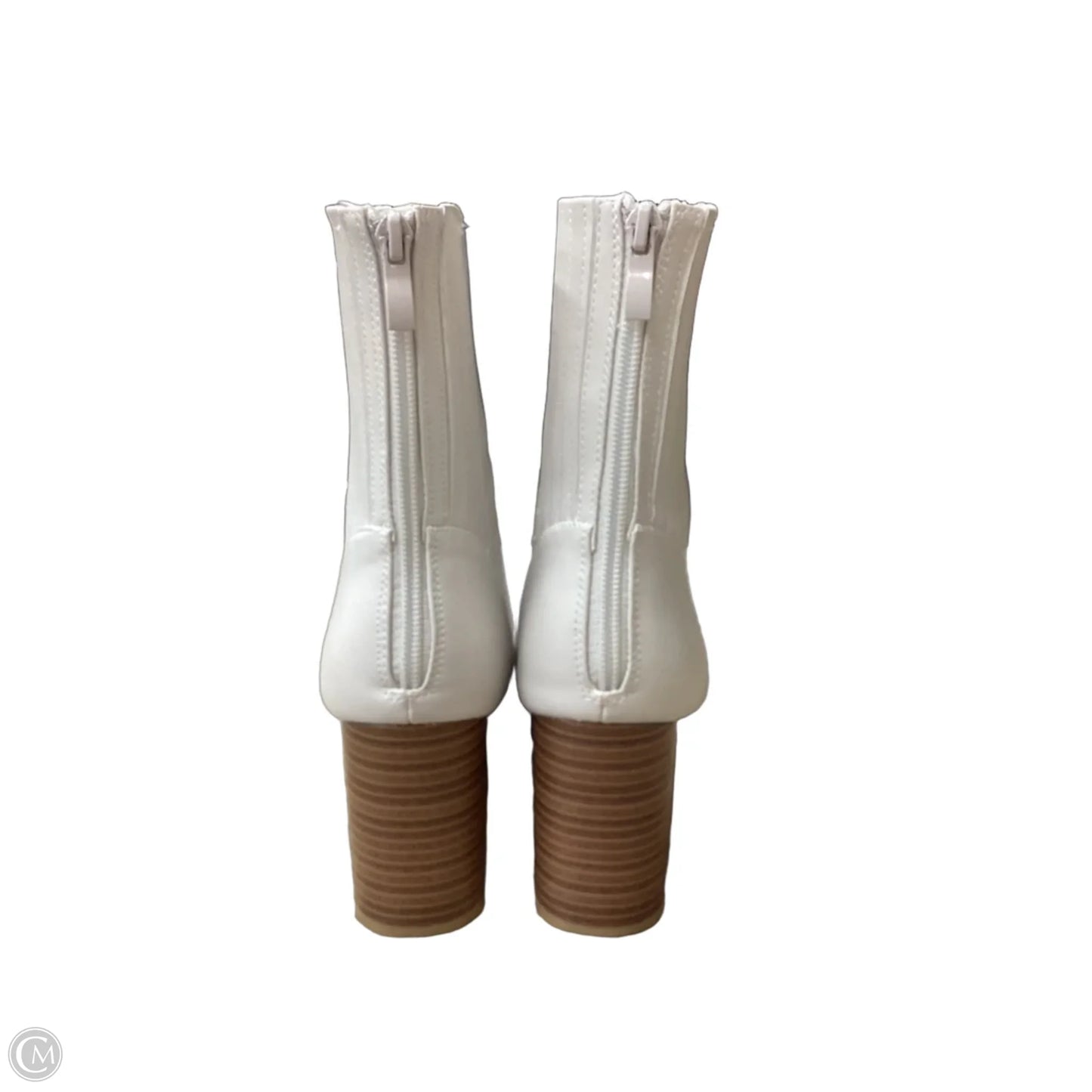 Boots Mid-calf Heels By Clothes Mentor In White, Size: 7.5