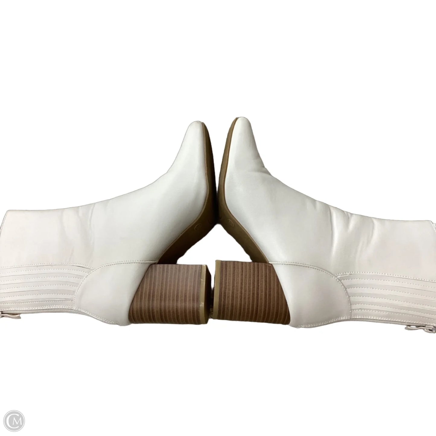 Boots Mid-calf Heels By Clothes Mentor In White, Size: 7.5