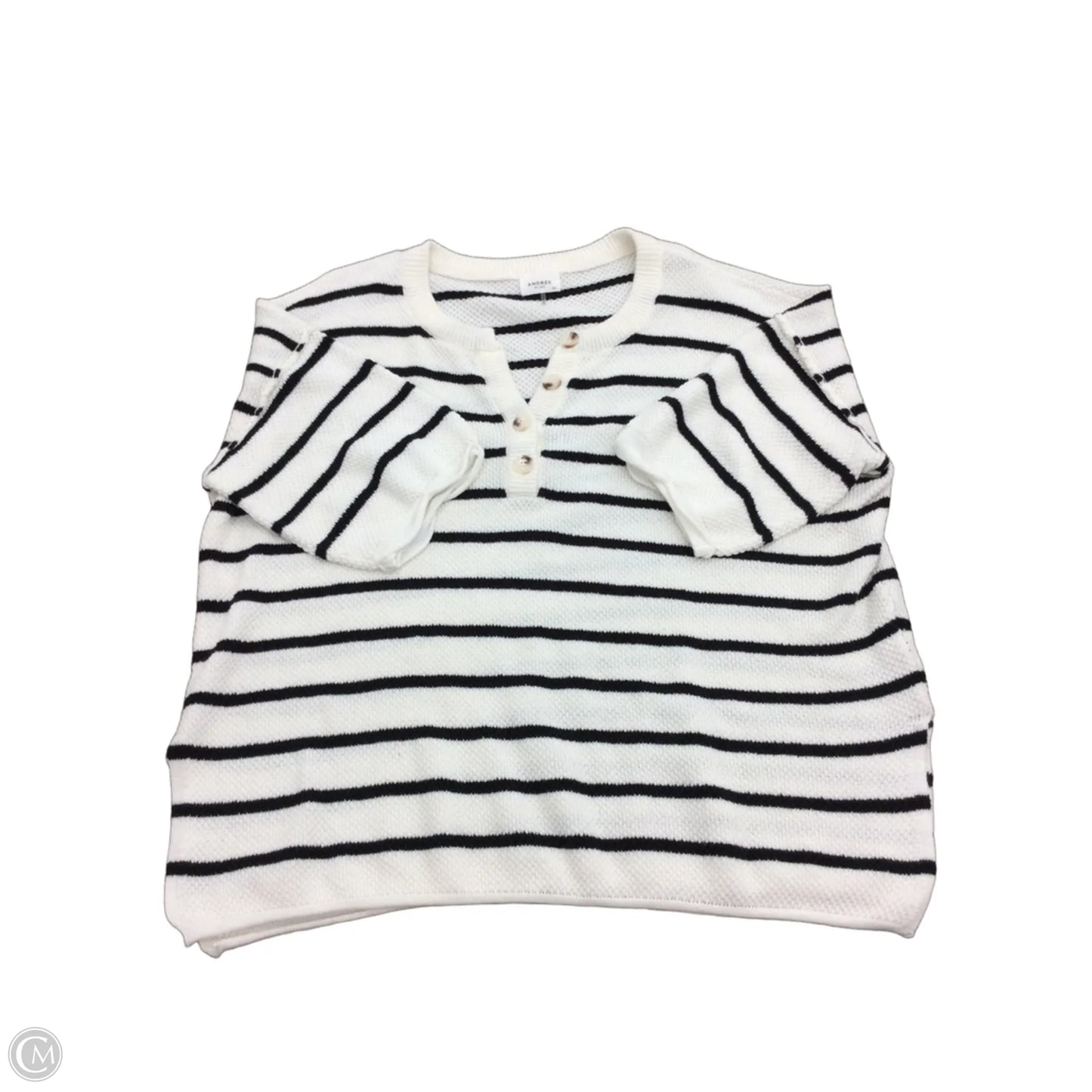 Sweater Short Sleeve By Andree By Unit In White, Size: 2x