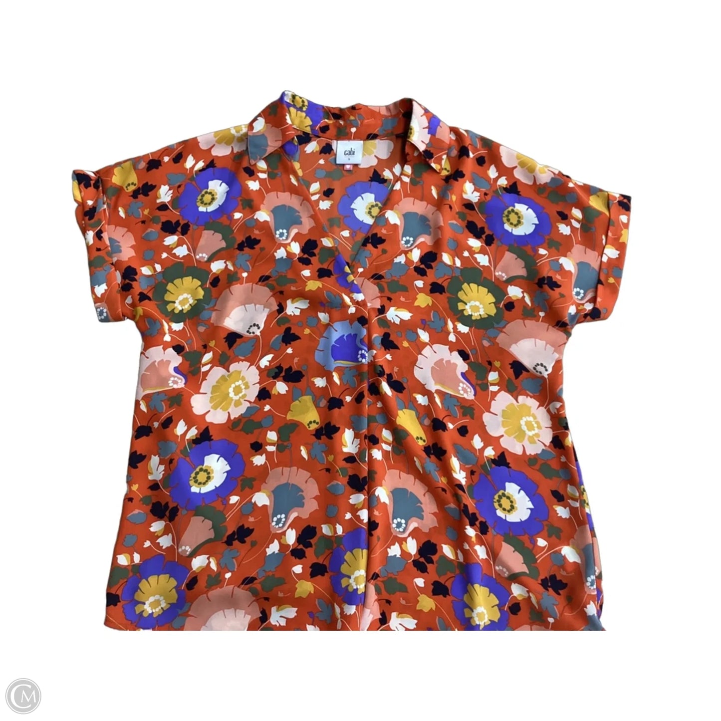 Blouse Short Sleeve By Cabi In Orange, Size: S
