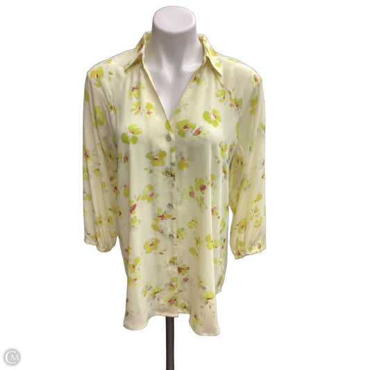 Blouse 3/4 Sleeve By Cabi In Yellow, Size: S