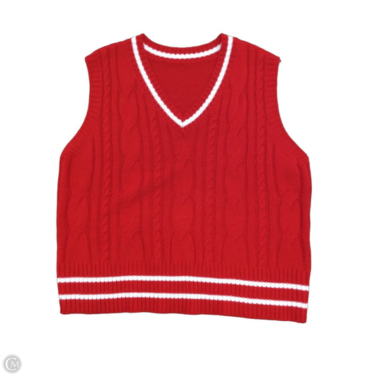 Vest Sweater By Clothes Mentor In Red & White, Size: Xl