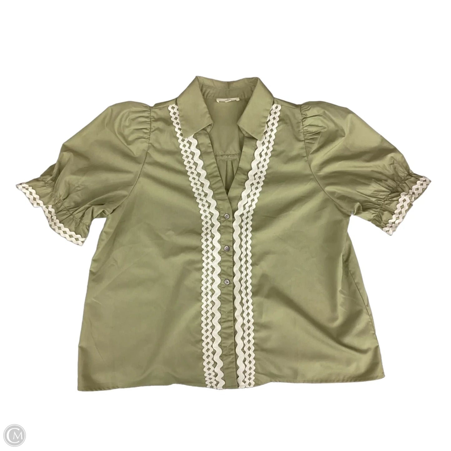 Top Short Sleeve By Entro In Green & White, Size: L