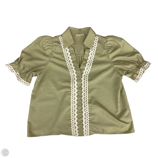 Top Short Sleeve By Entro In Green & White, Size: L
