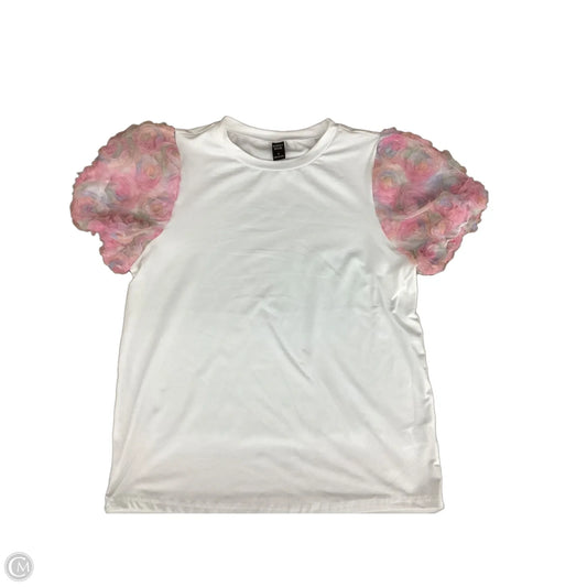 Top Short Sleeve By Emery Rose In White, Size: L