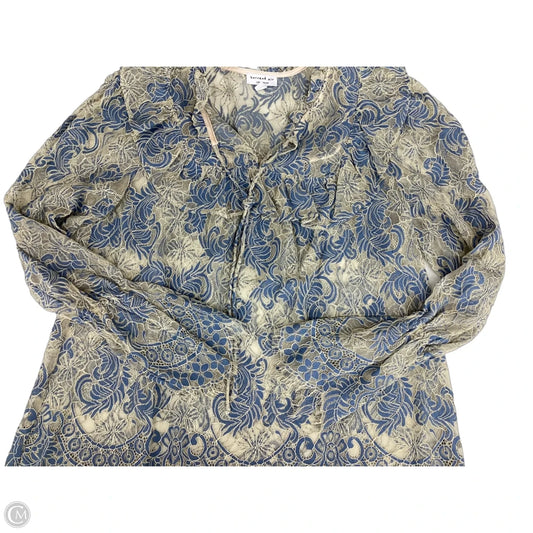 Blouse Long Sleeve By Current Air In Blue & Grey, Size: L