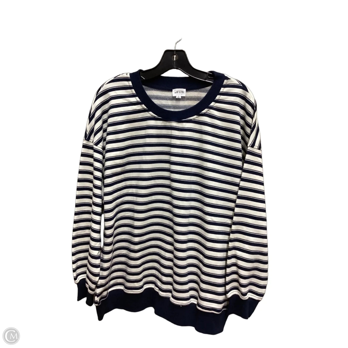 Sweatshirt Crewneck By Le Lis In Blue & White, Size: S