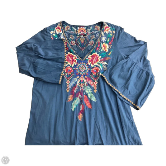Top Long Sleeve By Johnny Was In Blue, Size: M