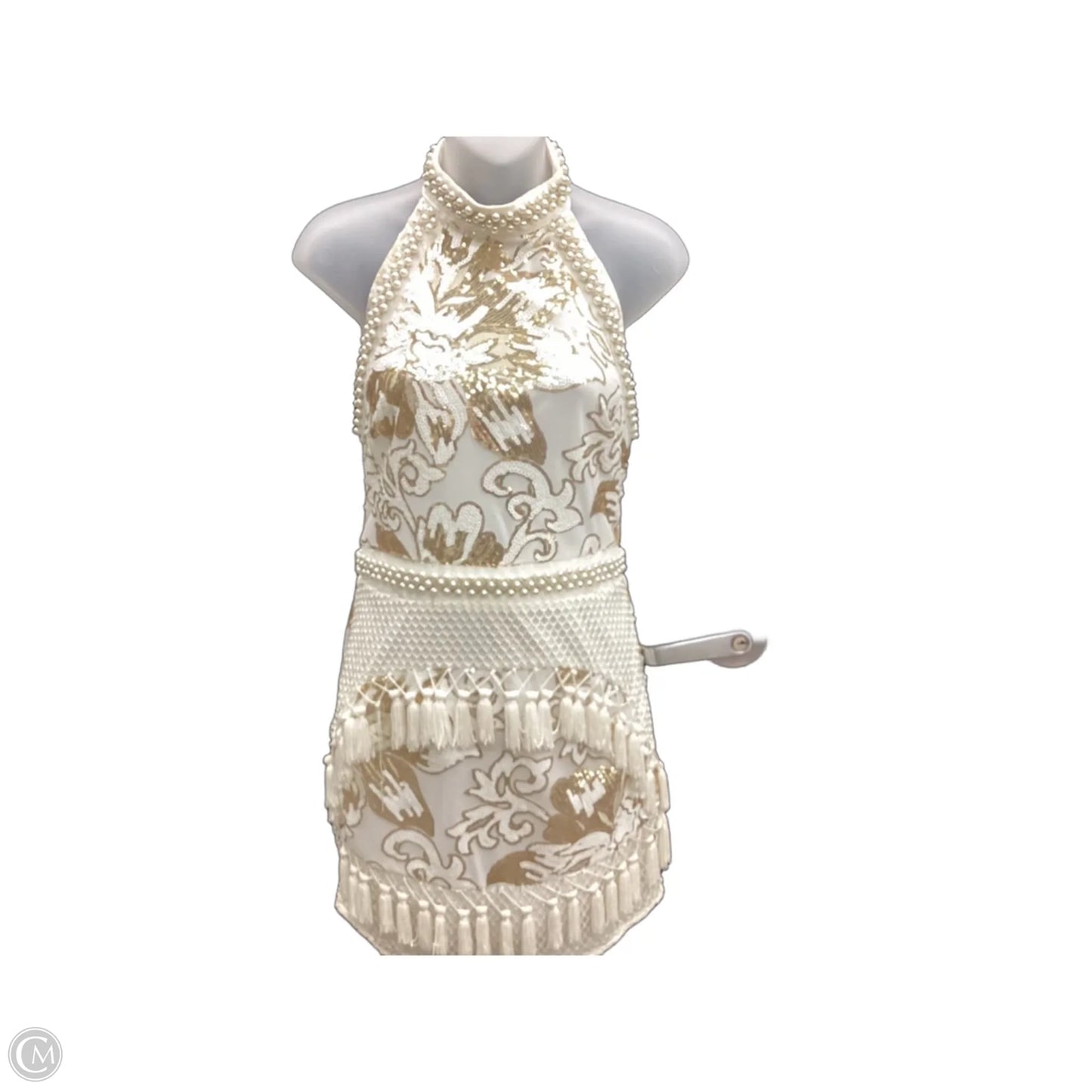 Dress Party Short By Pretty Little Thing In Gold & White, Size: 6
