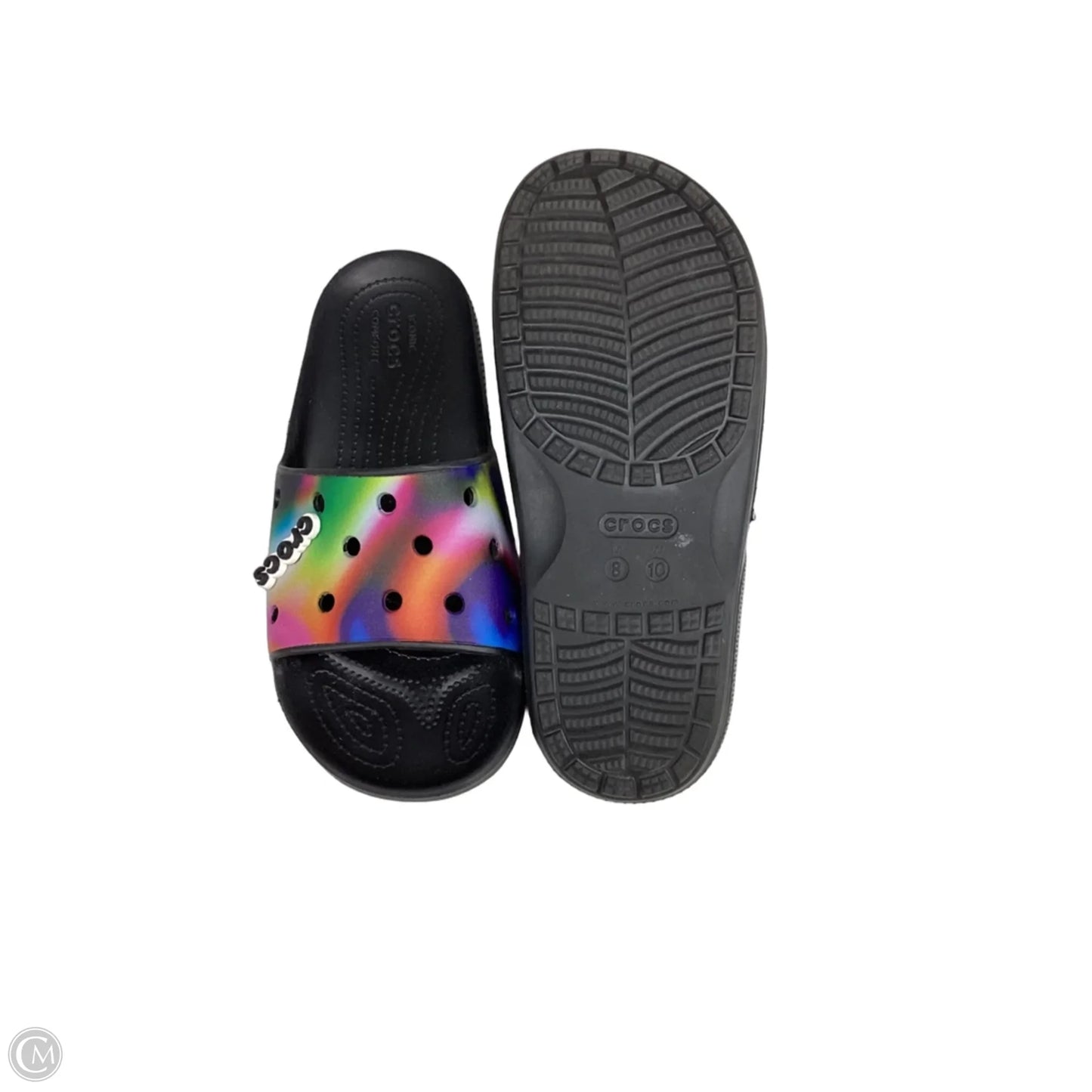 Sandals Flats By Crocs In Black, Size: 10