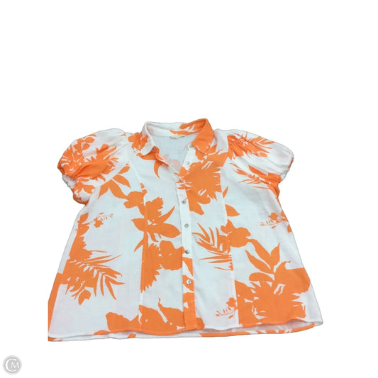 Top Short Sleeve By Entro In Orange & White, Size: L