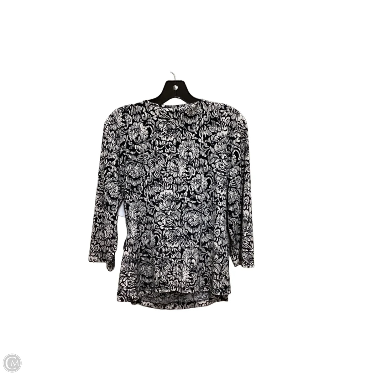 Blouse Long Sleeve By Chicos In Black & Cream, Size: L