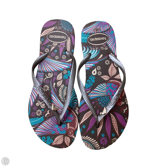 Sandals Flats By Havaianas In Brown & Purple, Size: 8