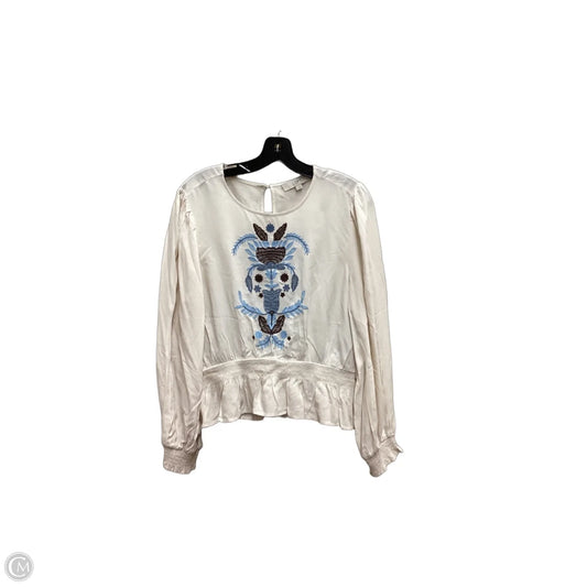 Blouse Long Sleeve By Loft In Cream, Size: L