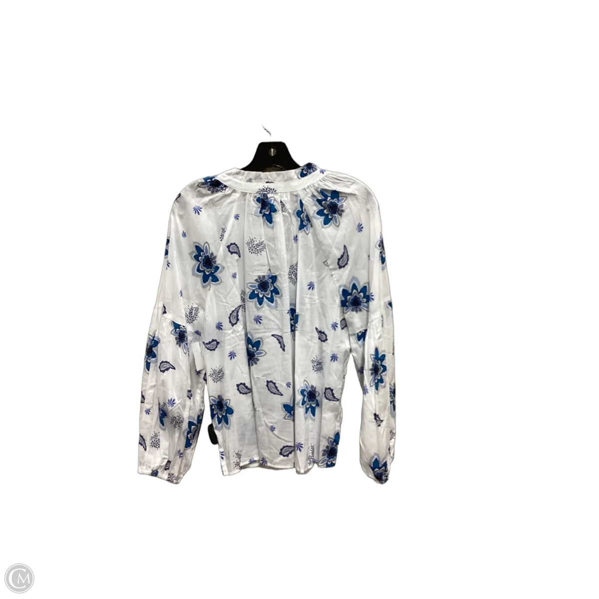 Top Long Sleeve By Loft In Blue & White, Size: L