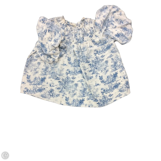 Blouse Short Sleeve By Entro In Blue & White, Size: L