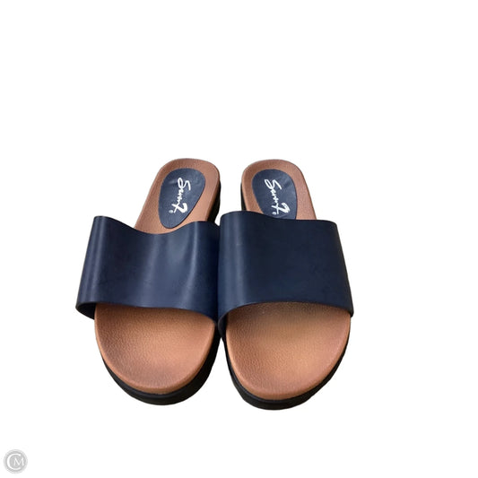 Sandals Flats By Seven 7 In Navy, Size: 6