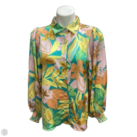 Blouse Long Sleeve By Pink Lily In Floral Print, Size: S