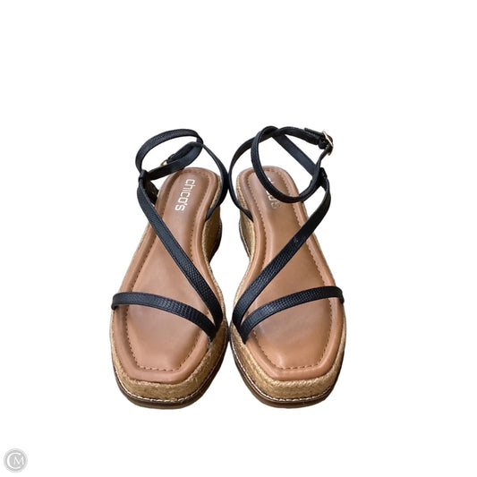 Sandals Heels Wedge By Chicos In Black, Size: 7