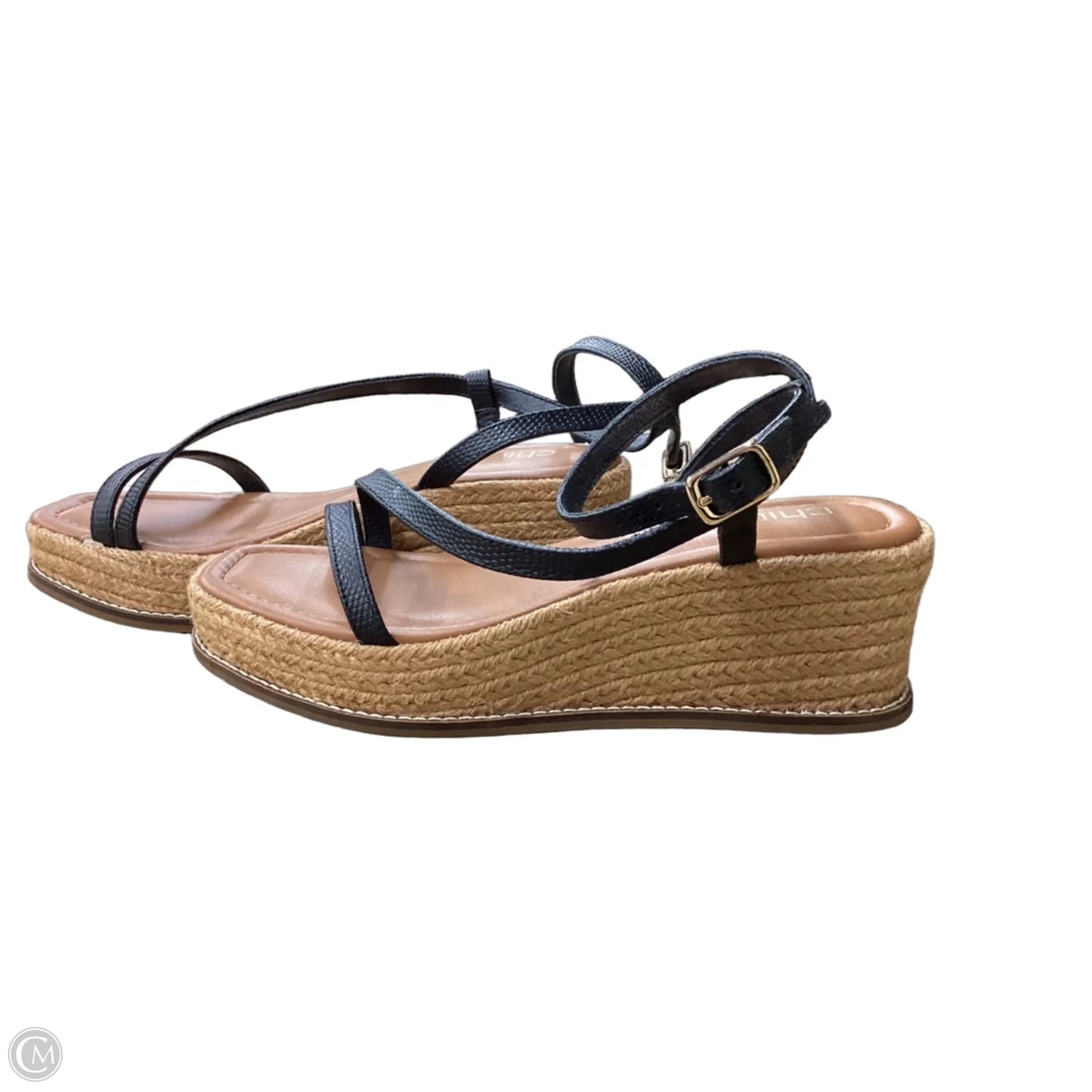 Sandals Heels Wedge By Chicos In Black, Size: 7