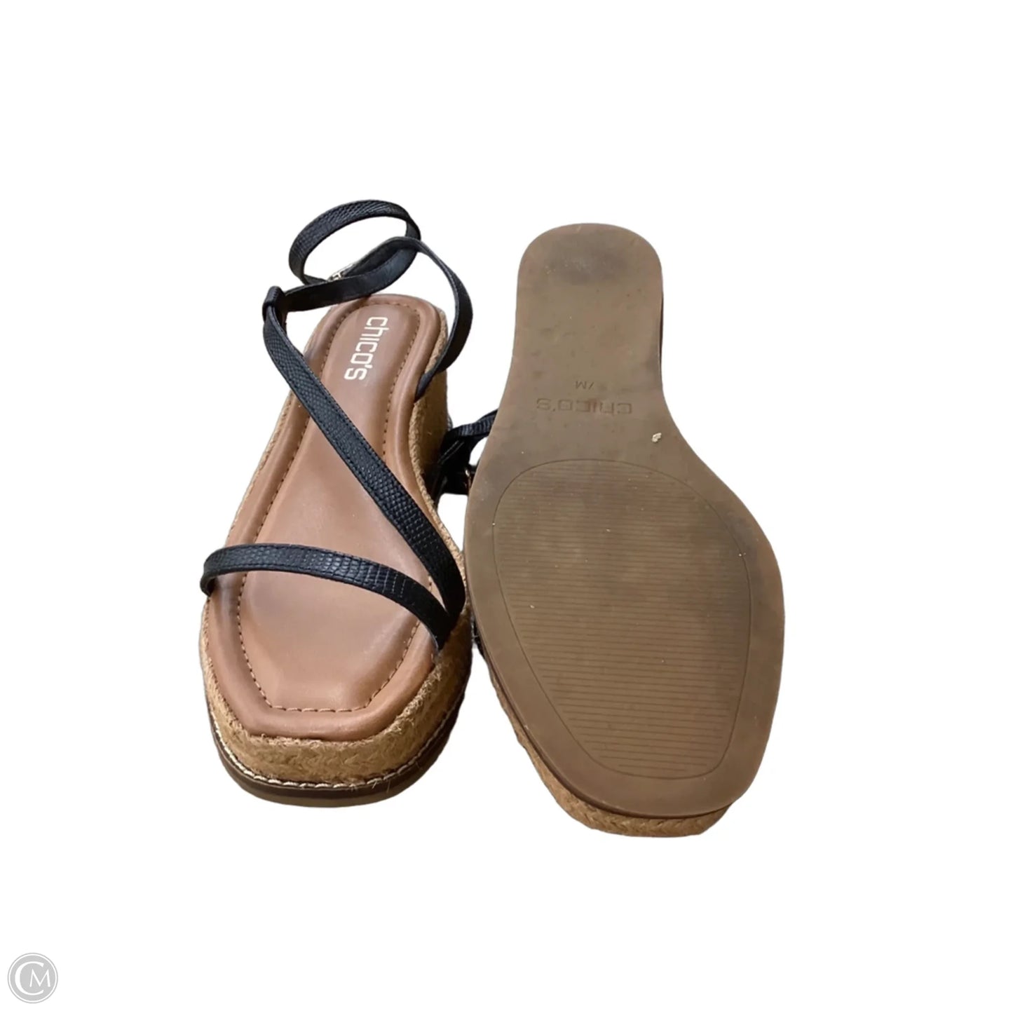 Sandals Heels Wedge By Chicos In Black, Size: 7