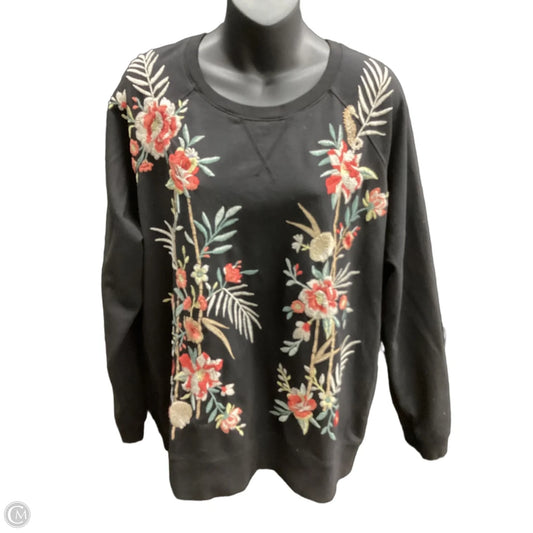 Sweatshirt Crewneck By Johnny Was In Black, Size: L