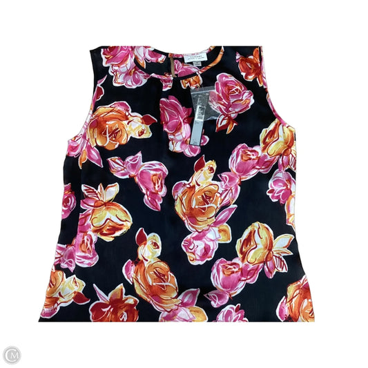 Blouse Sleeveless By Tahari In Black & Orange, Size: S