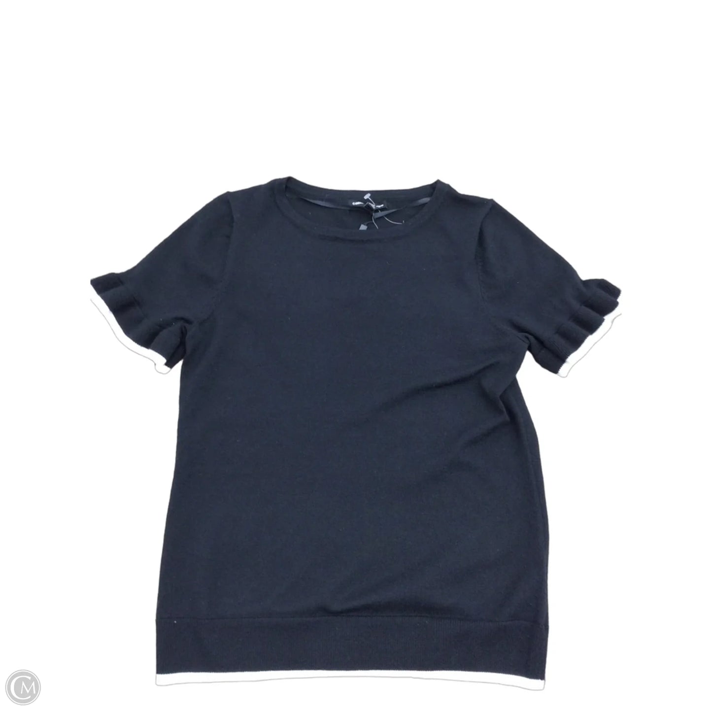 Sweater Short Sleeve By Cable And Gauge In Black, Size: M
