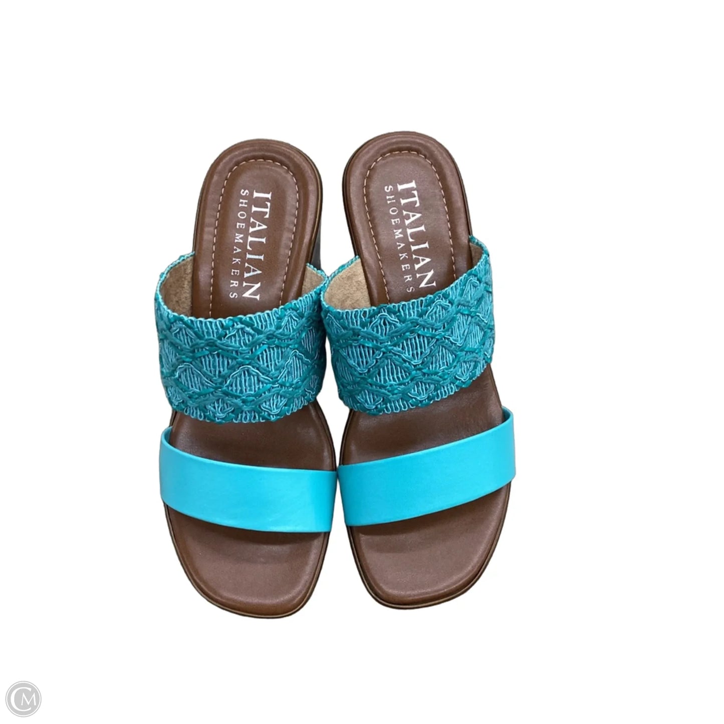Sandals Heels Platform By Italian Shoemakers In Teal, Size: 8