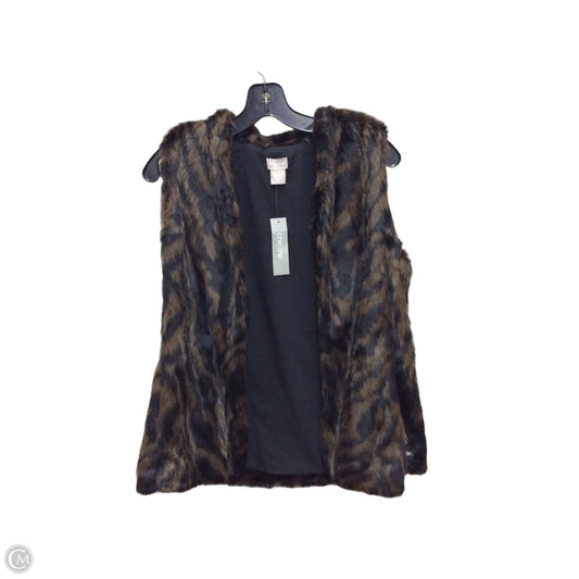 Vest Faux Fur & Sherpa By Chicos In Black & Brown, Size: S