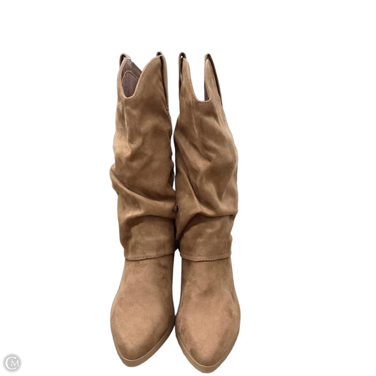 Boots Mid-calf Heels By Soda In Tan, Size: 9