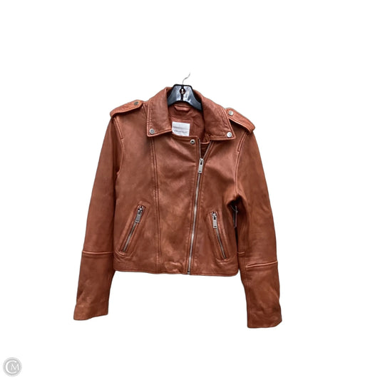 Jacket Moto Leather By Avec Les Filles In Brown, Size: M