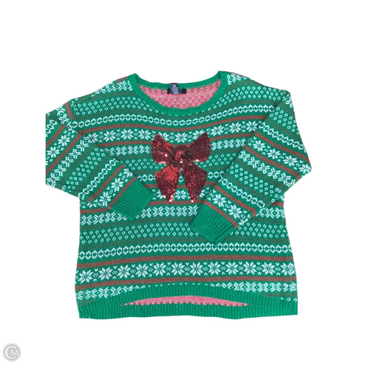 Sweater By Clothes Mentor In Green & Red, Size: 3x