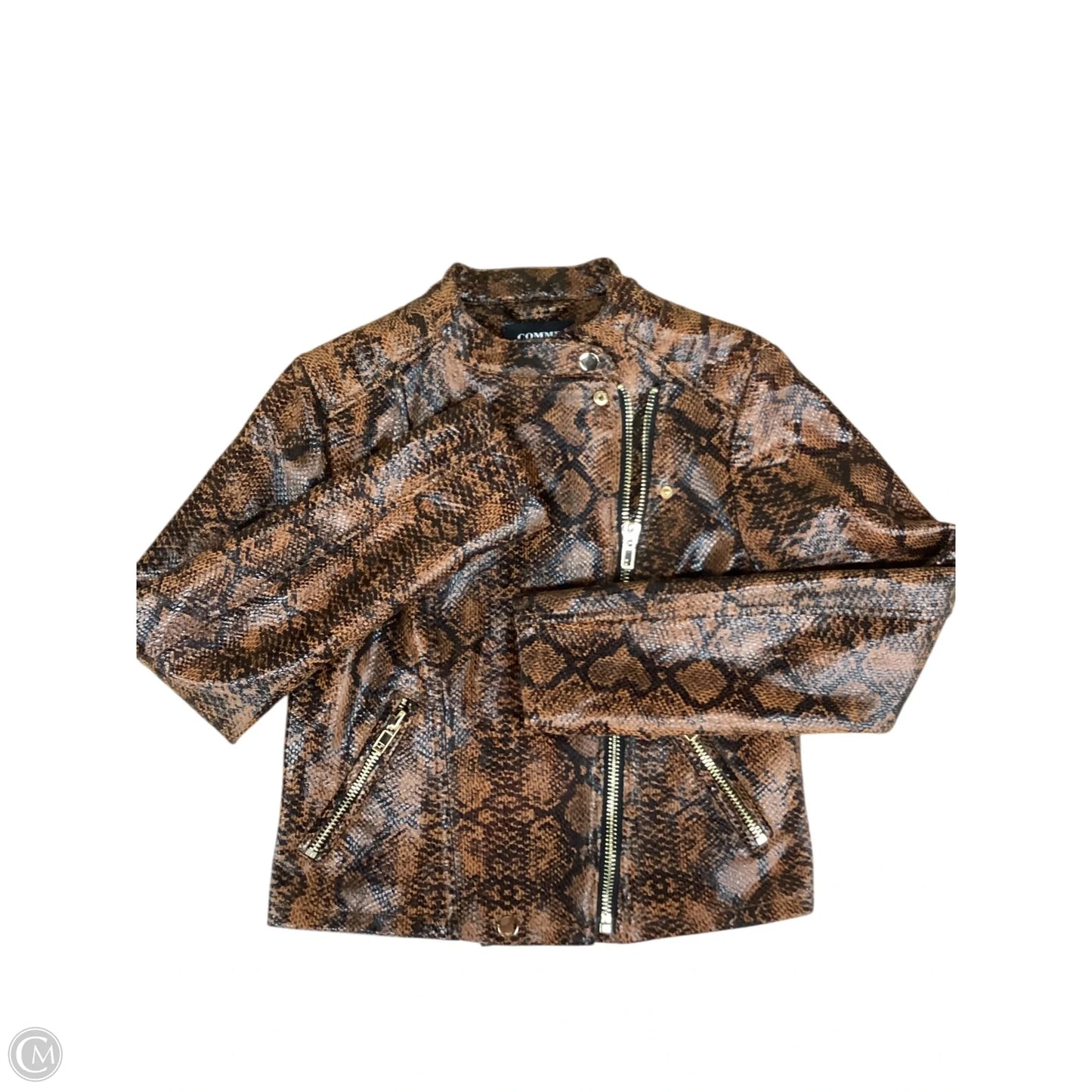Jacket Moto By Clothes Mentor In Snakeskin Print, Size: S