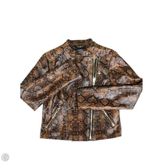 Jacket Moto By Clothes Mentor In Snakeskin Print, Size: S