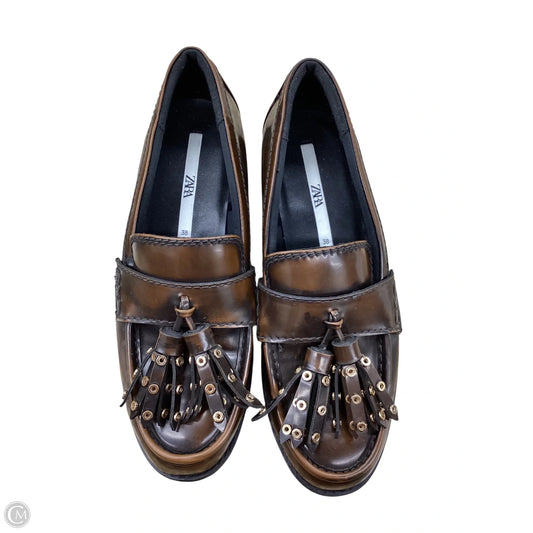 Shoes Flats By Zara In Bronze, Size: 7.5