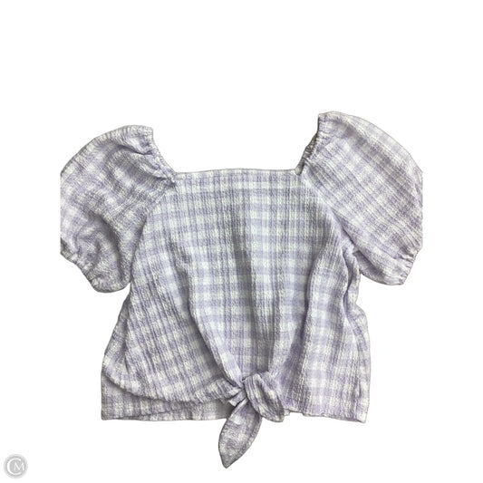 Blouse Short Sleeve By Loft In Plaid Pattern, Size: L