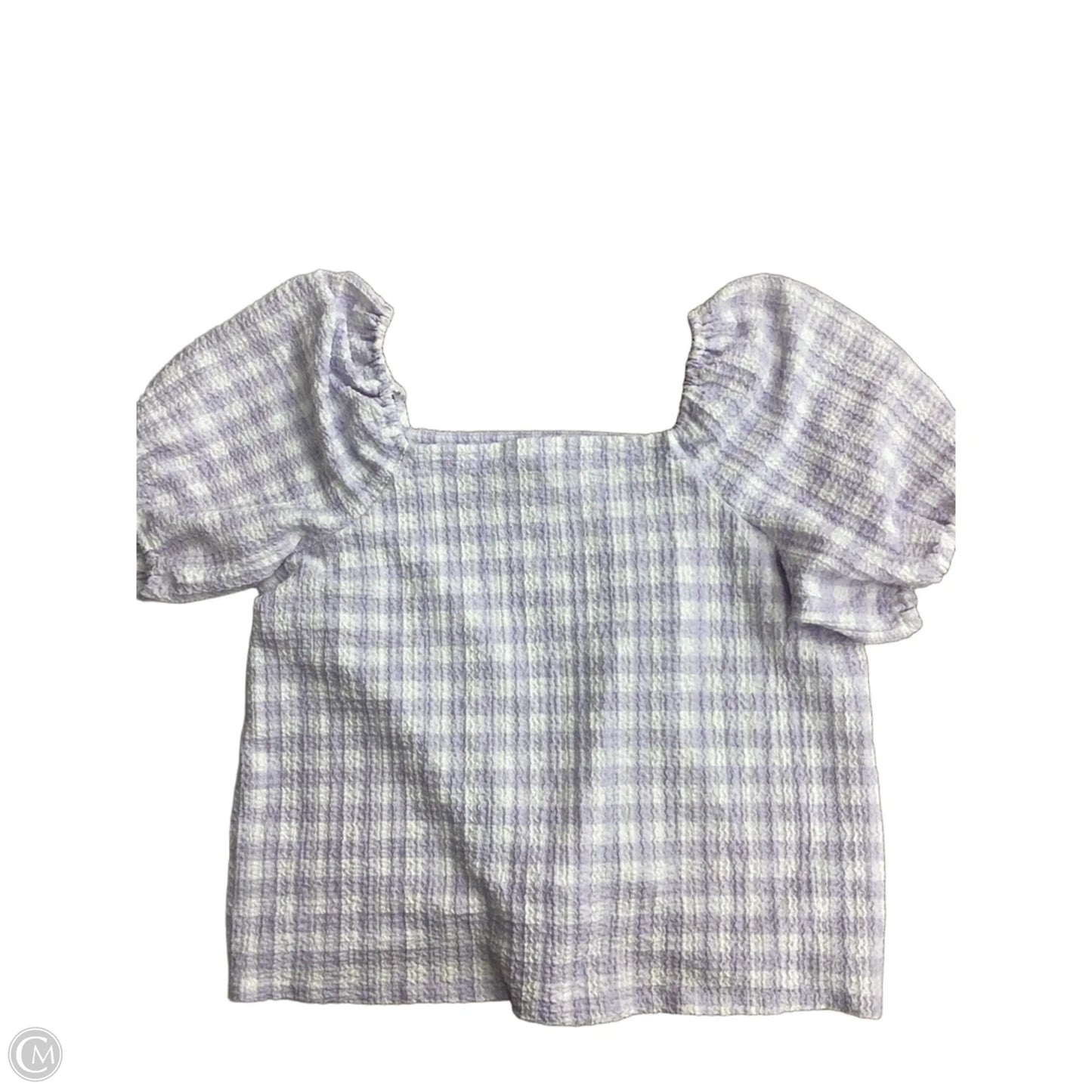 Blouse Short Sleeve By Loft In Plaid Pattern, Size: L