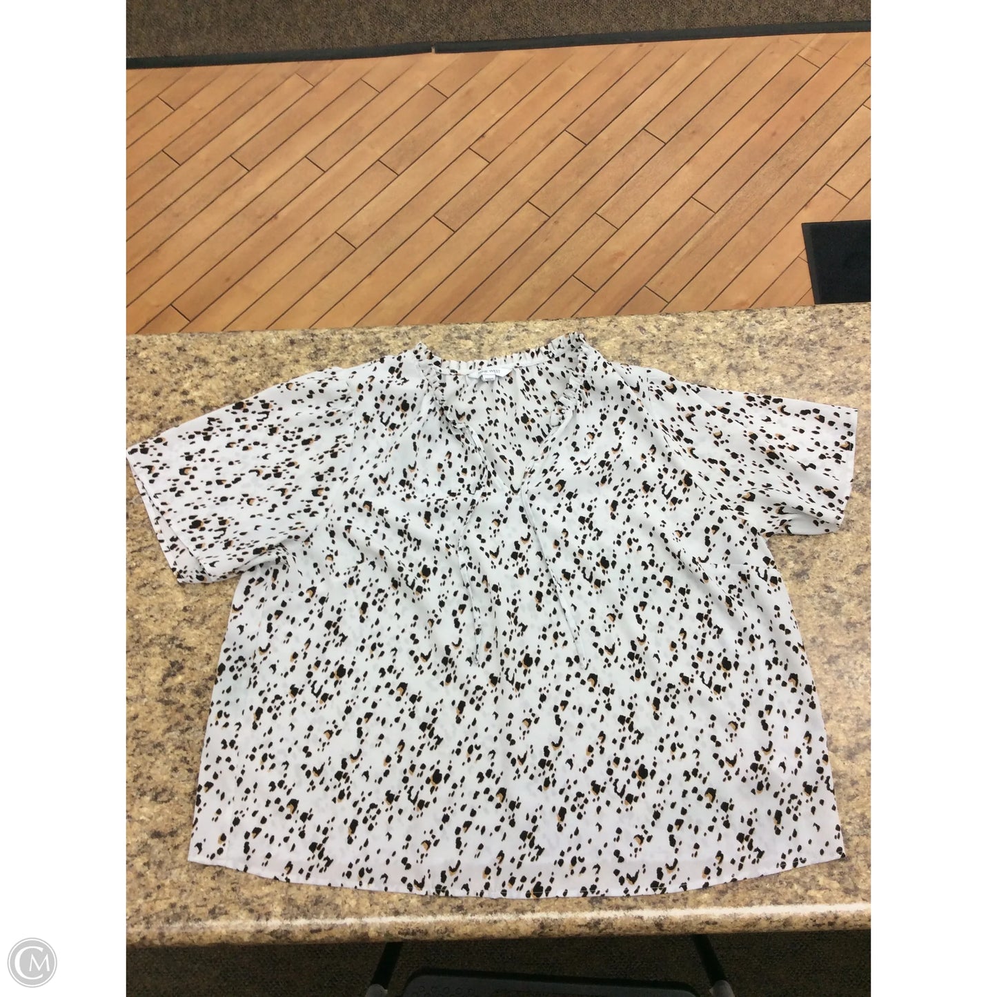Blouse Short Sleeve By Nine West In Animal Print, Size: 2x
