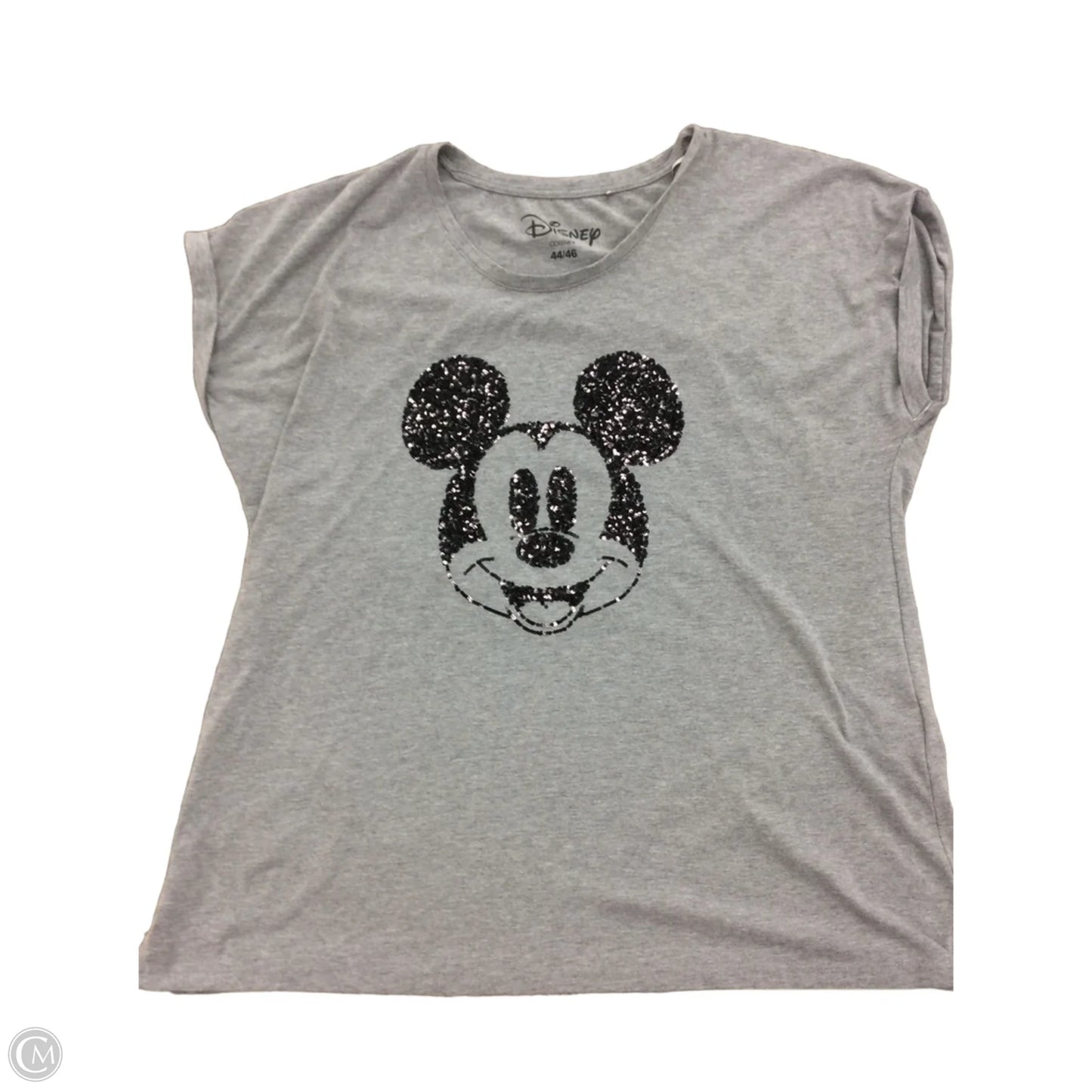 Top Short Sleeve By Disney In Grey, Size: 4x