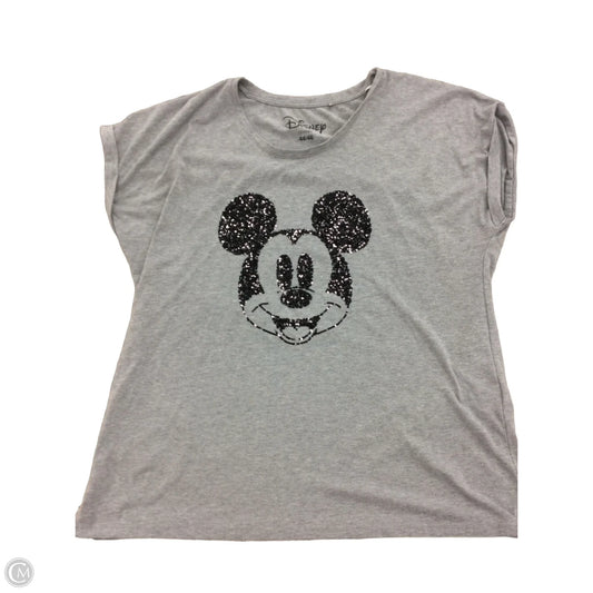 Top Short Sleeve By Disney In Grey, Size: 4x